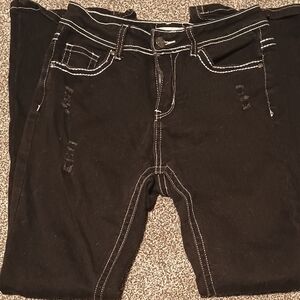 BAMBOO Black Jeans with White Contrast Stitching